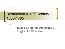 Restoration & 18th Century 1660-1785