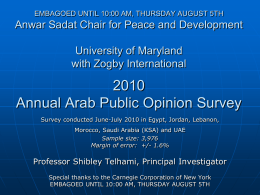 University of Maryland 2010 Arab Public Opinion Poll