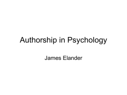 Authorship in Psychology