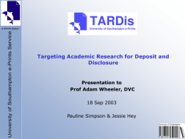 TARDis Targeting Academic Research for Deposit and …
