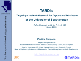 TARDis Targeting Academic Research for Deposit and