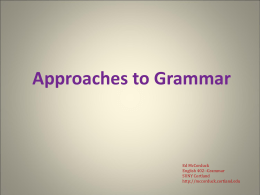 Approaches to Grammar
