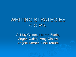 WRITING STRATEGIES C.O.P.S. & Writers Workshop