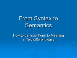 From Syntax to Semantics