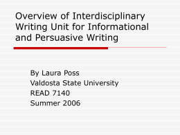 Overview of Interdisciplinary Writing Unit