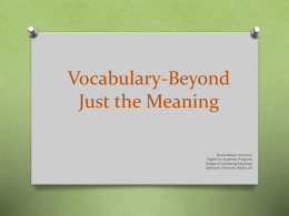 EAP Vocabulary-Beyond Just the Meaning