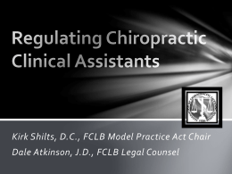 Regulating Chiropractic Clinical Assistants