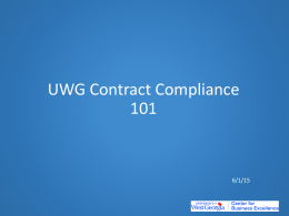 UWG Contract Compliance 101