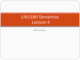Introduction to Semantics Lecture 3