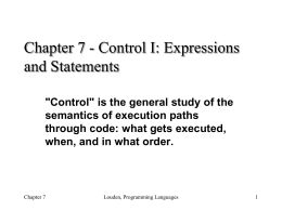 Chapter 7 - Control I: Expressions and Statements