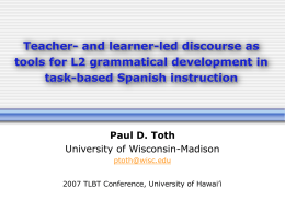 Teacher- and learner-led discourse in L2 Spanish
