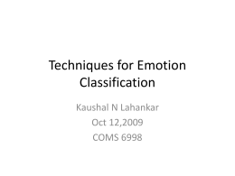 Techniques for Emotion Classification