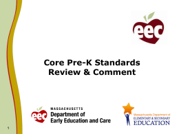 Common Core Pre-K Standards: Review & Comment Period