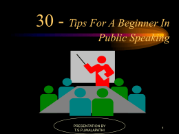 30 - TIPS FOR A BEGINNER IN PUBLIC SPEAKING