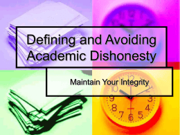 Defining and Avoiding Academic Dishonesty