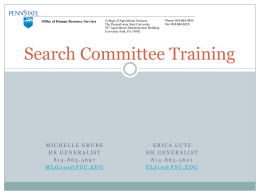 Search Committee Training - College of Agricultural