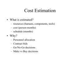 Cost Estimation: Overview