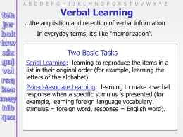 Verbal Learning - California State University, Fullerton