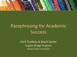 Paraphrasing - SFU.ca - Simon Fraser University