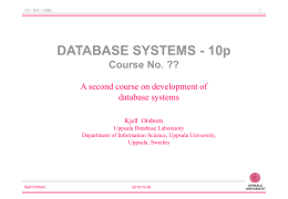 FUNDAMENTALS OF DATABASE SYSTEMS Course No. 1.963