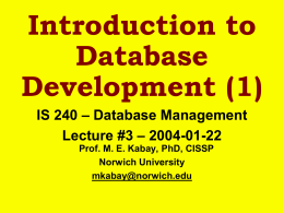 Introduction to Database Development (1)