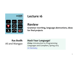 cs164: Introduction to Programming Languages and …