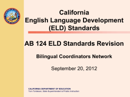 AB124 ELD Standards Revision - English Learners (CA Dept