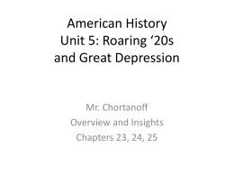 American History Unit 5: Roaring 20s and Great Depression