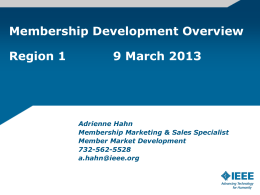 Member Market Development Group: Region 1