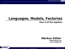 Languages, Models, Factories
