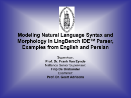 Modeling Persian Language Syntax and Morphology in