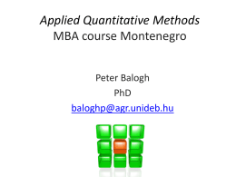 Applied Quantitative Methods I. MBA course Montenegro
