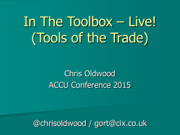 In The Toolbox – Live! (Tools of the Trade)