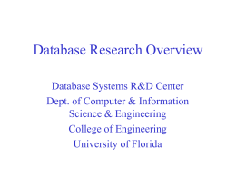 Database Center Research Overview