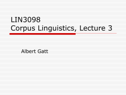 LIN3098 Corpus Linguistics, Lecture 3
