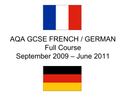 AQA GCSE GERMAN Full Course September 2009 – June …