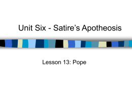 Unit Six - Satire’s Apotheosis