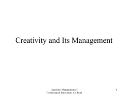 Creativity and Its Management