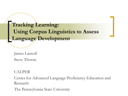 Corpus Linguistics and Language Development: Research