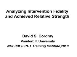 Assessing Intervention Fidelity in RCTs: Concepts and …