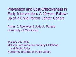 Prevention and Cost Effectiveness in Early Childhood