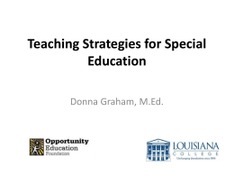 Teaching Stratagies for Special Education