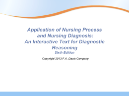 Application of Nursing Process and Nursing Diagnosis: An