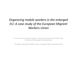 Organizing mobile workers in the enlarged EU: A case …