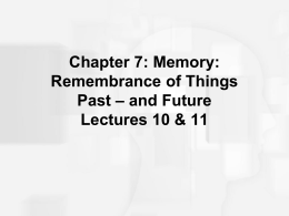 Chapter 7: Memory: Remembrance of Things Past – and …