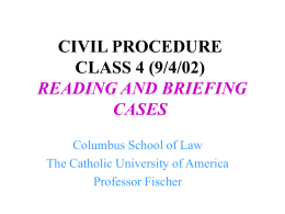 CIVIL PROCEDURE CLASS 3 (8/28/00) STAGES AND …