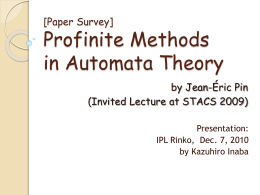 [Paper Survey] Profinite Methods in Automata Theory