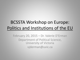 BCSSTA Conference on the EU: European Union Politics