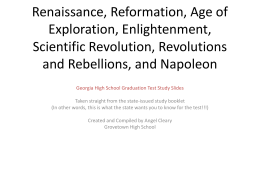 Renaissance, Age of Exploration, Enlightenment, Scientific