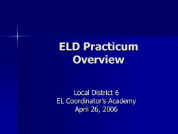 Title III Initiative: ELD Practicum